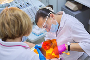 a houston sedation dentist working with an anxious patient